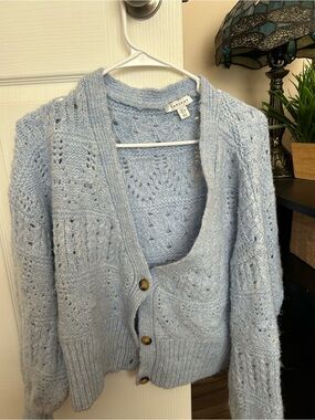 Top shop- Light Blue Knit Button-Up Cardigan Sweater
